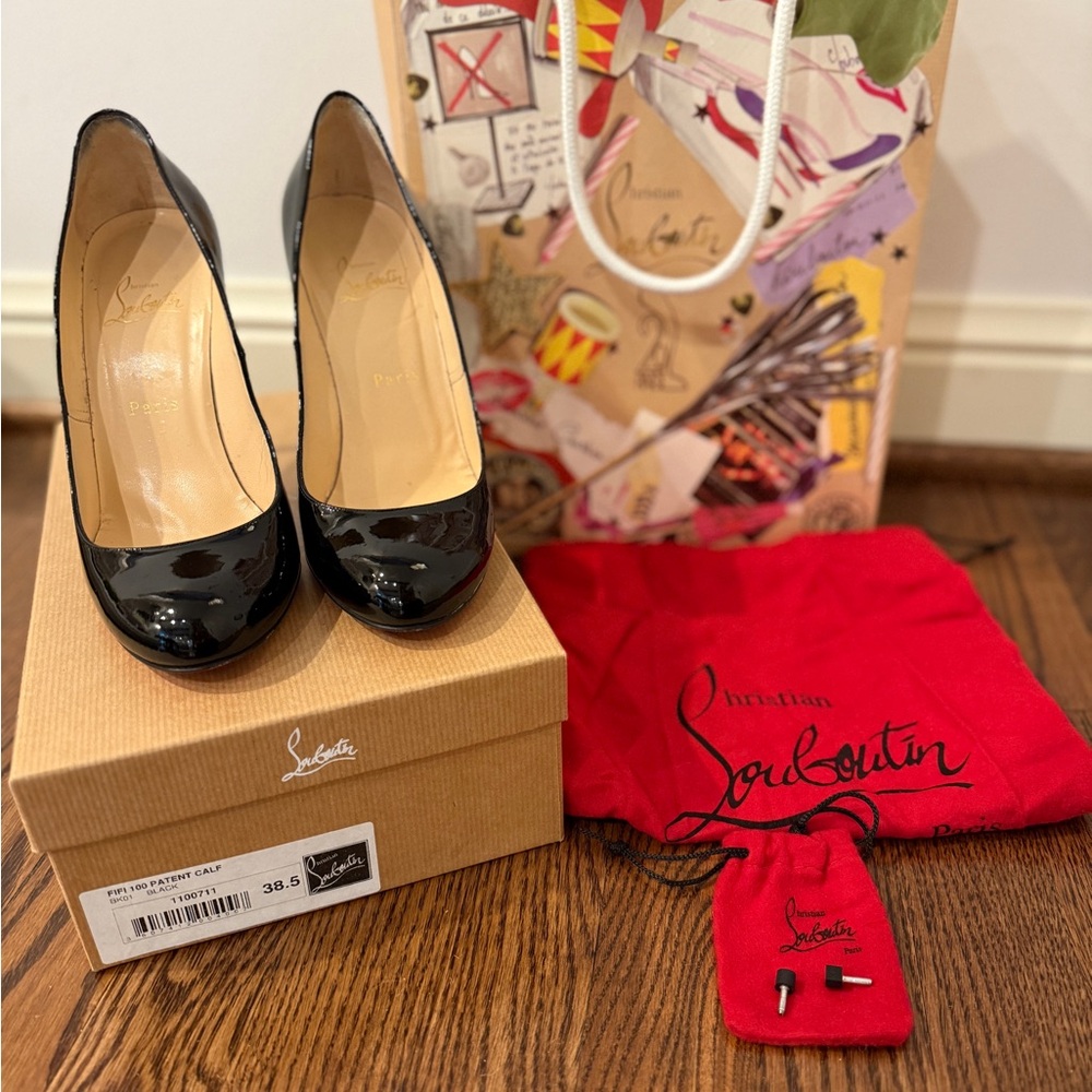 Christian Louboutin Black Patent Heels with Signature Red Sole
